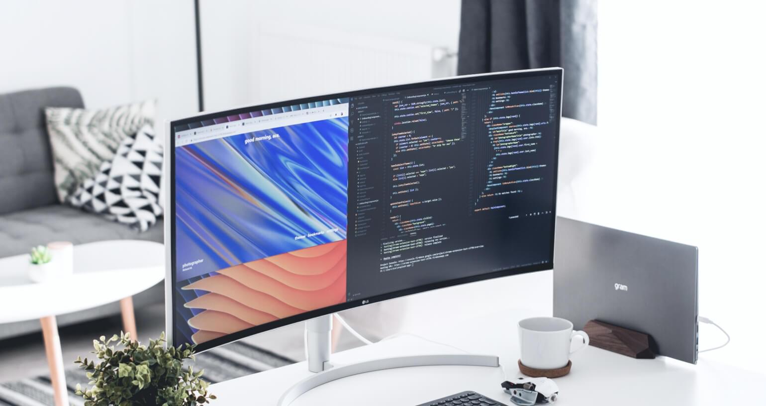 computer screen in an office space
